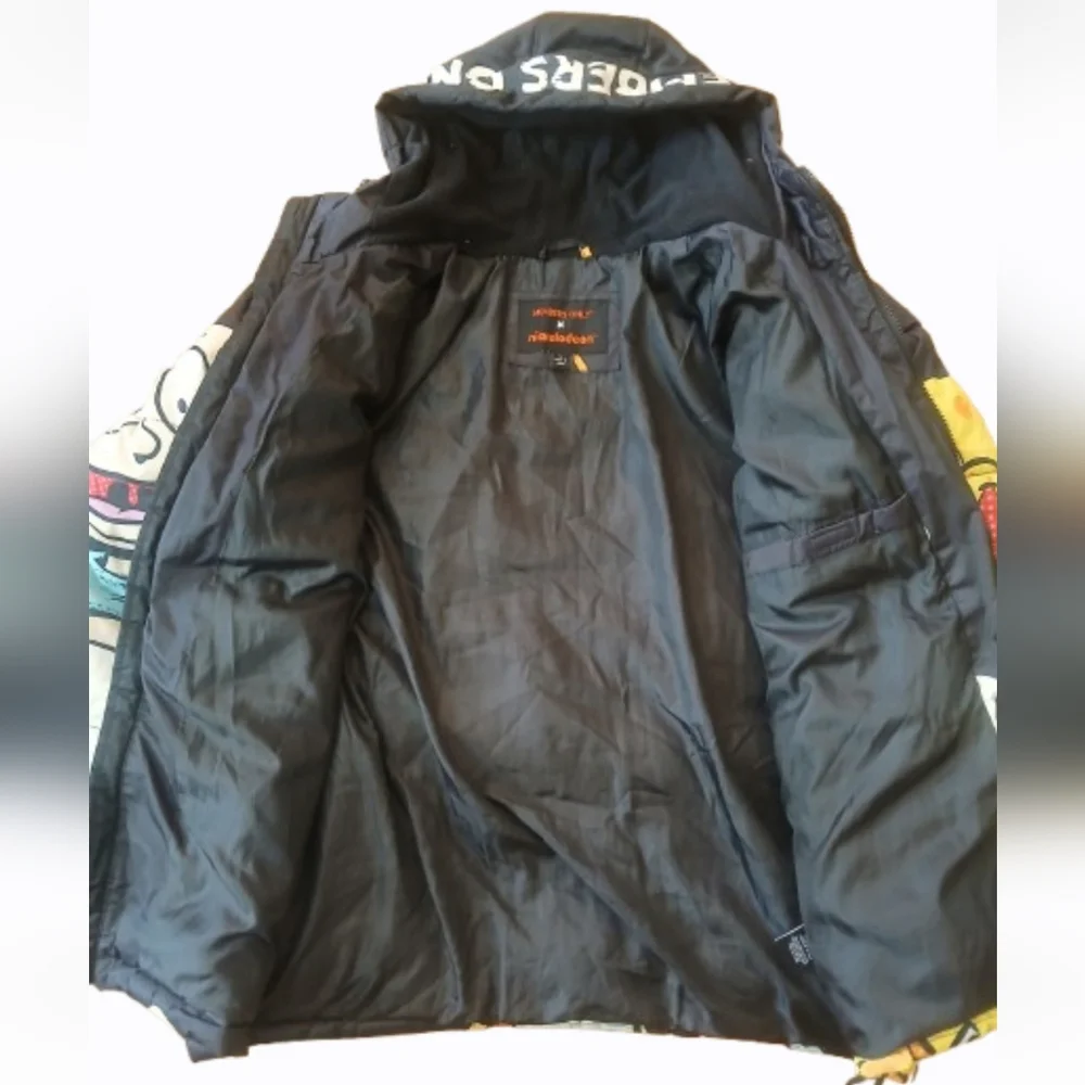 Members Only Puffer Jacket Men‎ Medium Black Nickelodeon Chuckie SpongeBob Print